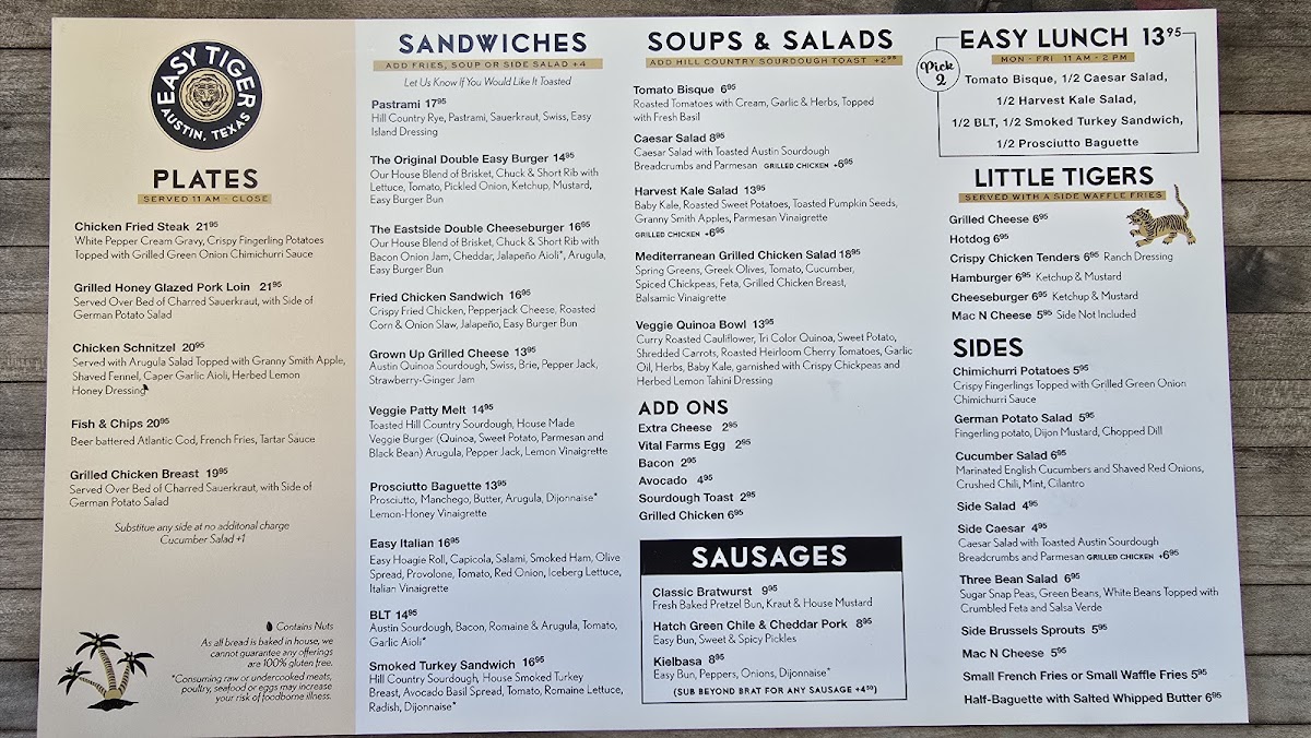 Easy Tiger - The Linc Menu - Image 2