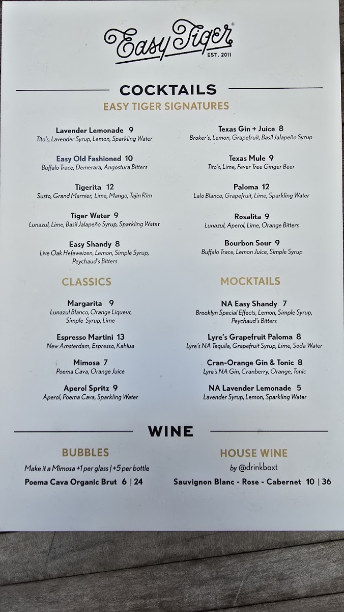 Easy Tiger - The Linc Menu - Image 4